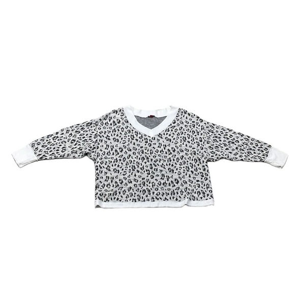 Vince Camuto Sweater Women’s X Large Grey White Leopard Print V-Neck Metallic - Picture 4 of 13